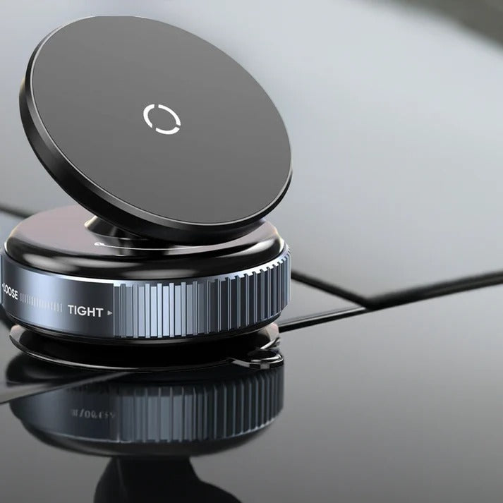 Magnetic Car Phone Mount – 360° Rotating Suction Holder for iPhone & Android – Black
