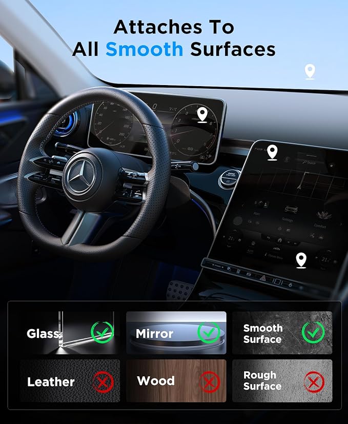Magnetic Car Phone Mount – 360° Rotating Suction Holder for iPhone & Android – Black